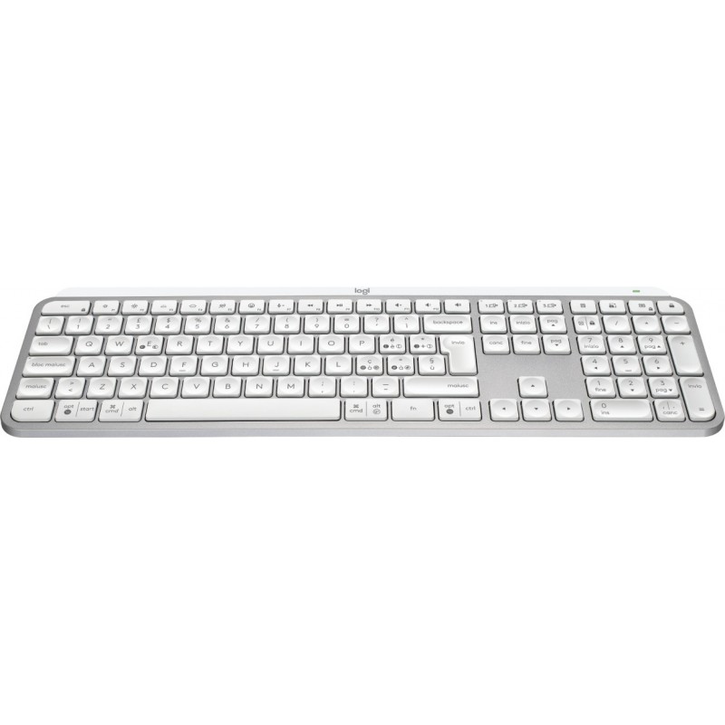 Logitech MX Keys S tastiera RF senza fili + Bluetooth QWERTY Italiano Alluminio, Bianco