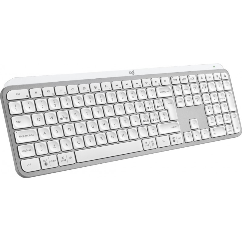 Logitech MX Keys S clavier RF sans fil + Bluetooth QWERTY Italien Aluminium, Blanc