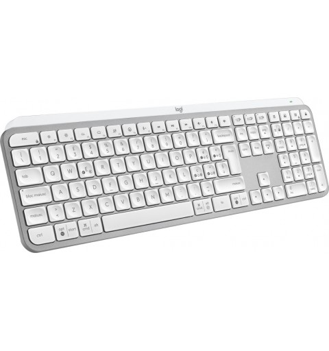 Logitech MX Keys S clavier RF sans fil + Bluetooth QWERTY Italien Aluminium, Blanc