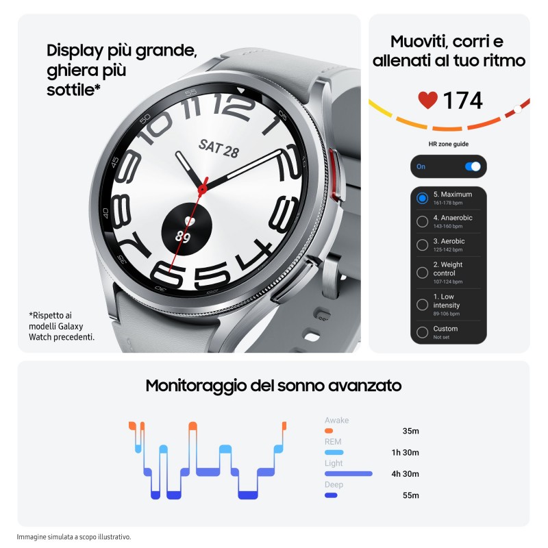 Samsung Galaxy Watch6 Classic Watch6 Classic 3,81 cm (1.5") Super AMOLED 47 mm Digital 480 x 480 Pixel Touchscreen Graphit WLAN