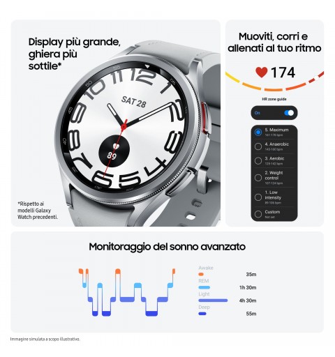 Samsung Galaxy Watch6 Classic Watch6 Classic 3,81 cm (1.5") Super AMOLED 47 mm Digital 480 x 480 Pixel Touchscreen Graphit WLAN