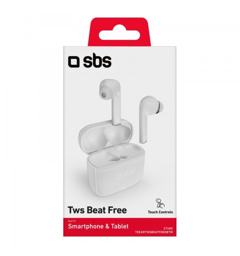 SBS Beat Free Auriculares True Wireless Stereo (TWS) Dentro de oído Llamadas Música Blanco