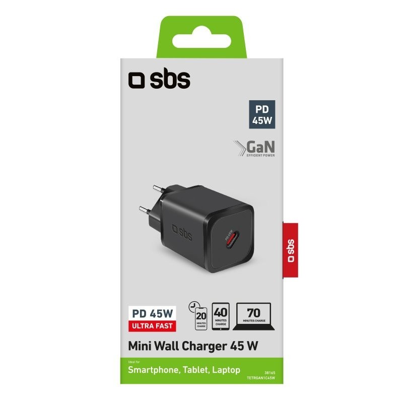 SBS TETRGAN1C45W Caricabatterie per dispositivi mobili Cuffie, Computer portatile, Smartphone, Orologio intelligente, Tablet