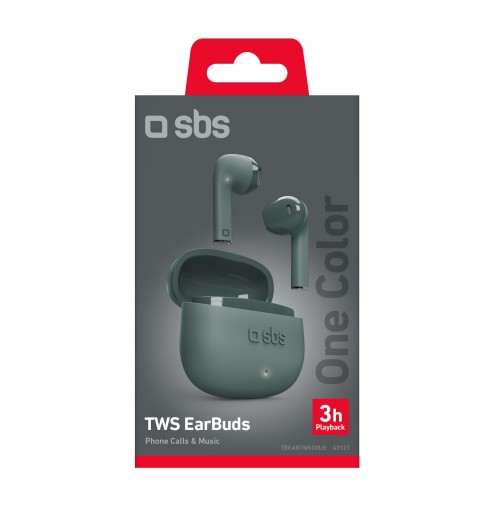 SBS One Color Auricolare True Wireless Stereo (TWS) In-ear Musica e Chiamate Bluetooth Verde