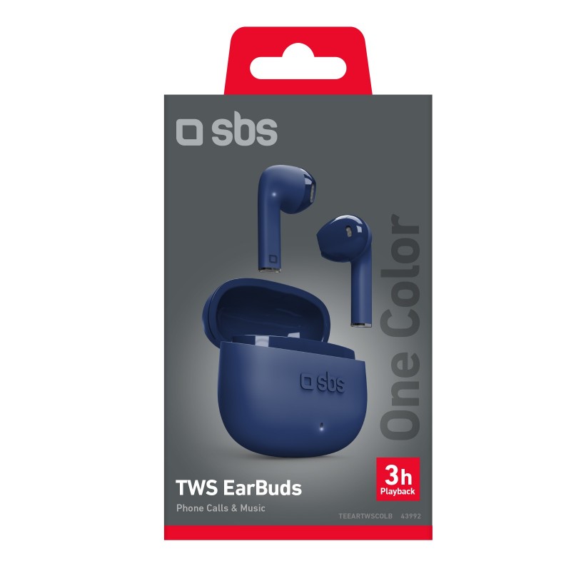 SBS One Color Casque True Wireless Stereo (TWS) Ecouteurs Appels Musique Bluetooth Bleu