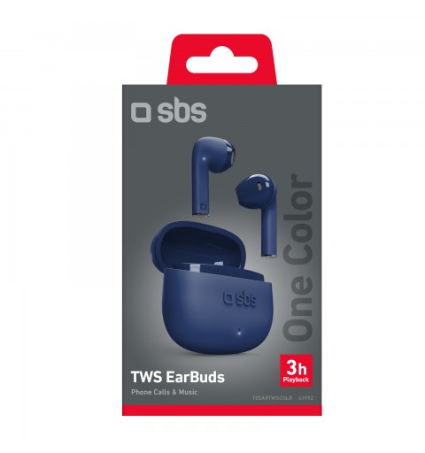 SBS One Color Casque True Wireless Stereo (TWS) Ecouteurs Appels Musique Bluetooth Bleu