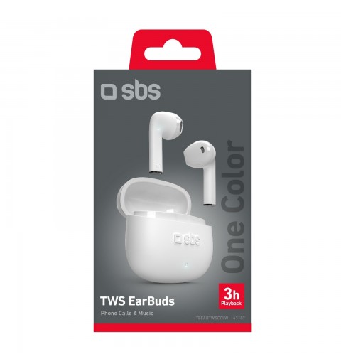 SBS One Color Auriculares True Wireless Stereo (TWS) Dentro de oído Llamadas Música Bluetooth Blanco