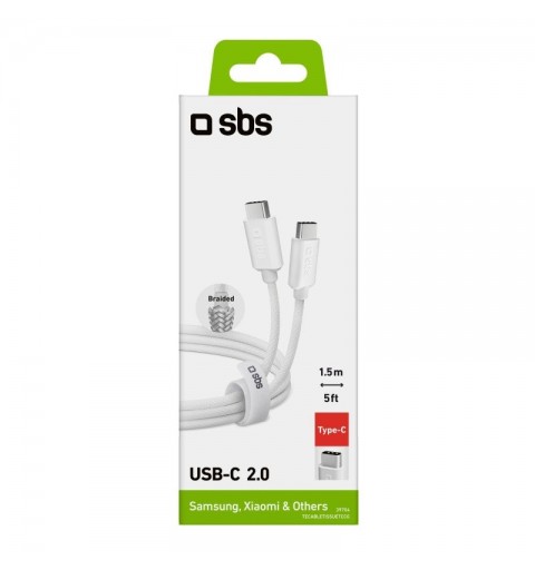 SBS TECABLETISSUETCCG câble USB 1,5 m USB 2.0 USB C Blanc