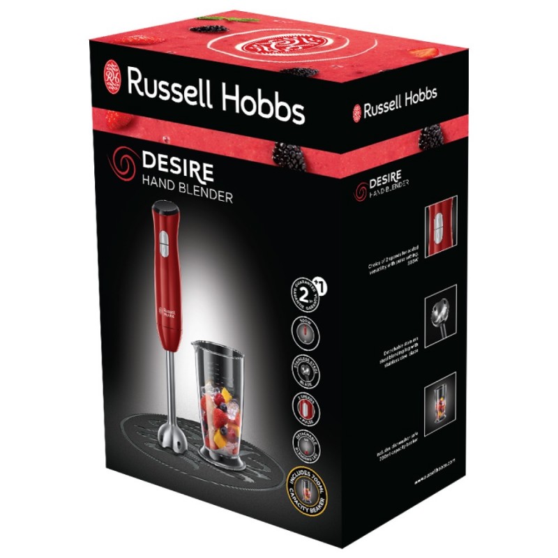 Russell Hobbs Desire 0,7 L Batidora de inmersión 500 W Rojo, Acero inoxidable