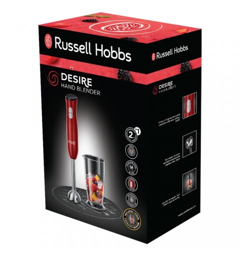 Russell Hobbs Desire 0,7 L Batidora de inmersión 500 W Rojo, Acero inoxidable