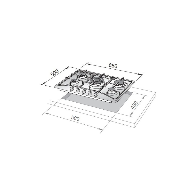 De’Longhi FFS 57 ASV hob Oat Built-in 68 cm Gas 5 zone(s)