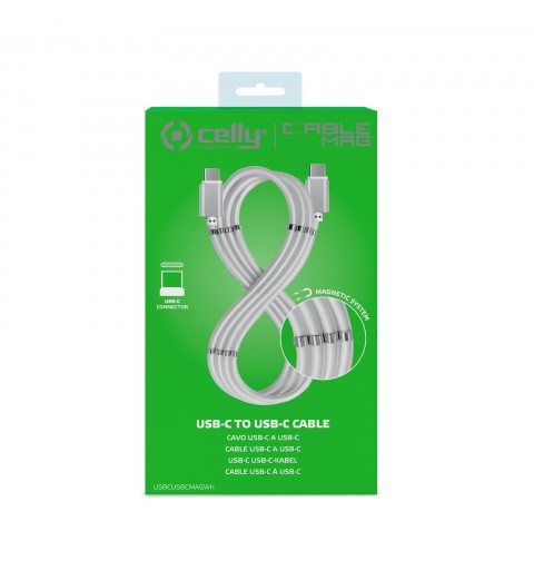 Celly USBCUSBCMAGWH cable USB 1 m USB 3.2 Gen 1 (3.1 Gen 1) USB C Blanco