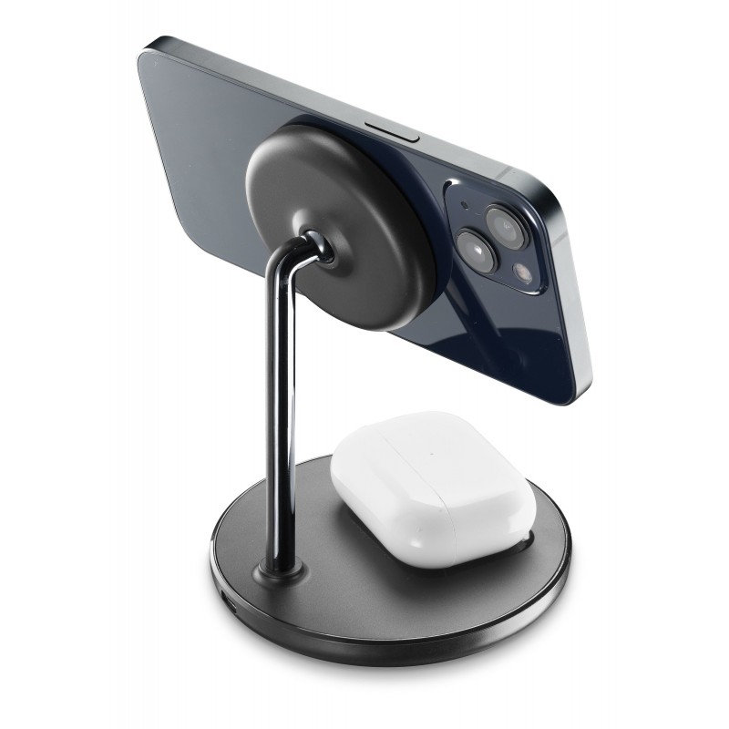 Cellularline Mag Duo Auriculares, Smartphone Negro, Plata USB Cargador inalámbrico Interior