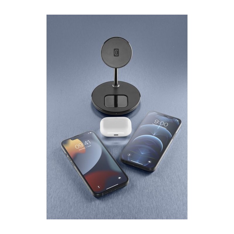 Cellularline Mag Duo Auriculares, Smartphone Negro, Plata USB Cargador inalámbrico Interior