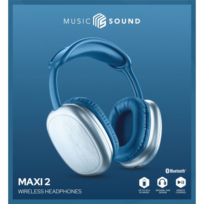 Music Sound Maxi 2 Auricolare Wireless A Padiglione Musica e Chiamate USB tipo-C Bluetooth Blu