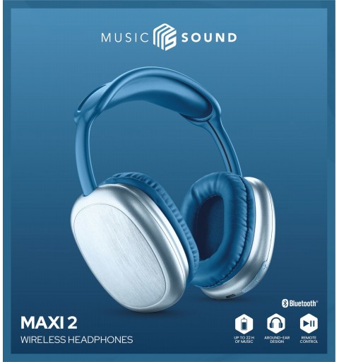 Music Sound Maxi 2 Auricolare Wireless A Padiglione Musica e Chiamate USB tipo-C Bluetooth Blu