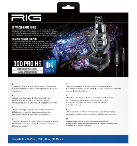 NACON RIG 300 PRO HS Auricolare Cablato A Padiglione Giocare Nero