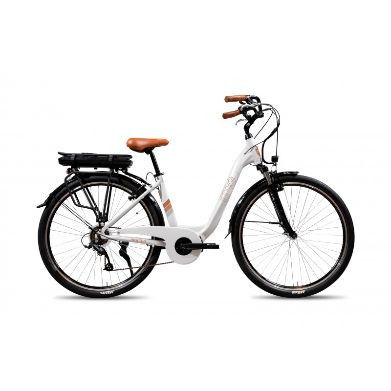 EMG E-bike Vintage con telaio in alluminio 19", ruote 28", motore centrale 250W Ananda, batteria 13AH e cambio Shimano