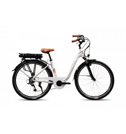 EMG E-bike Vintage con telaio in alluminio 19", ruote 28", motore centrale 250W Ananda, batteria 13AH e cambio Shimano