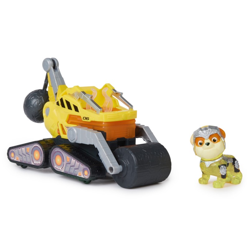 PAW Patrol The Mighty Movie, Construction Toy Truck with Rubble Mighty Pups Action Figure, Lights and Sounds, Kids Toys for