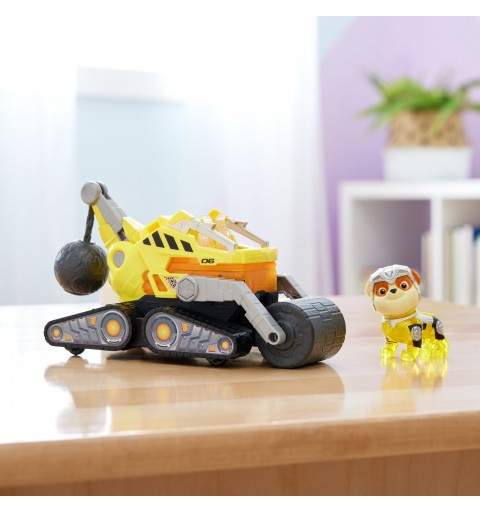 PAW Patrol La patrulla canina la Superpelícula, camión de construcción de juguete con figura de acción de Rubble de los Mighty