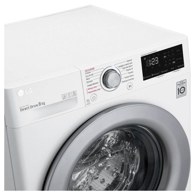 LG F2WV3S7S4E machine à laver Charge avant 7 kg 1200 tr min D Gris, Blanc