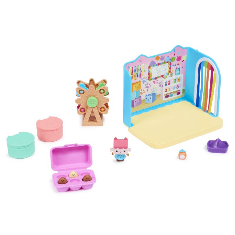 Gabby's Dollhouse , Stanza Baby Box Craft-a-riffic con il personaggio gatto Baby Scatola, accessori, mobili e scatole con