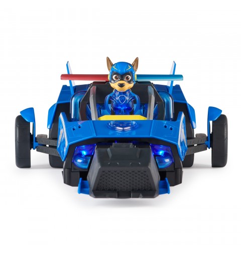 PAW Patrol La patrulla canina la superpelícula, Mighty Transforming Cruiser con figura de acción de Chase de los Mighty Pups,