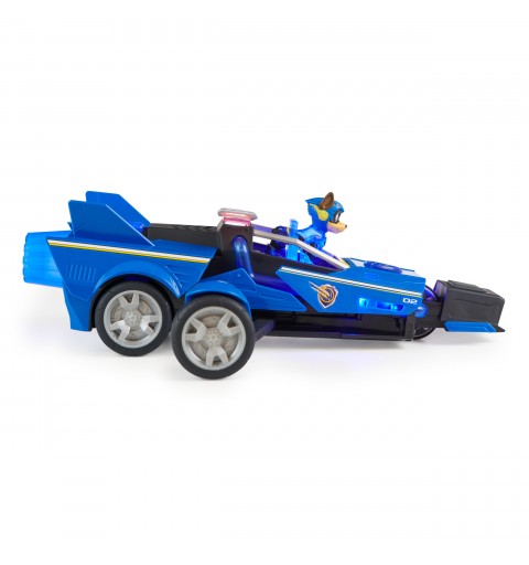 PAW Patrol La patrulla canina la superpelícula, Mighty Transforming Cruiser con figura de acción de Chase de los Mighty Pups,