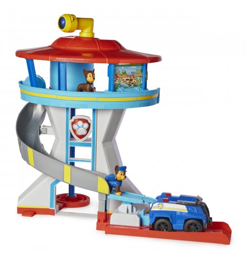 PAW Patrol . 10. Jubiläum, Lookout Tower, Hauptquartier Spielset mit 1 Chase Basis Fahrzeug, 2 Chase Figuren und Zubehör,