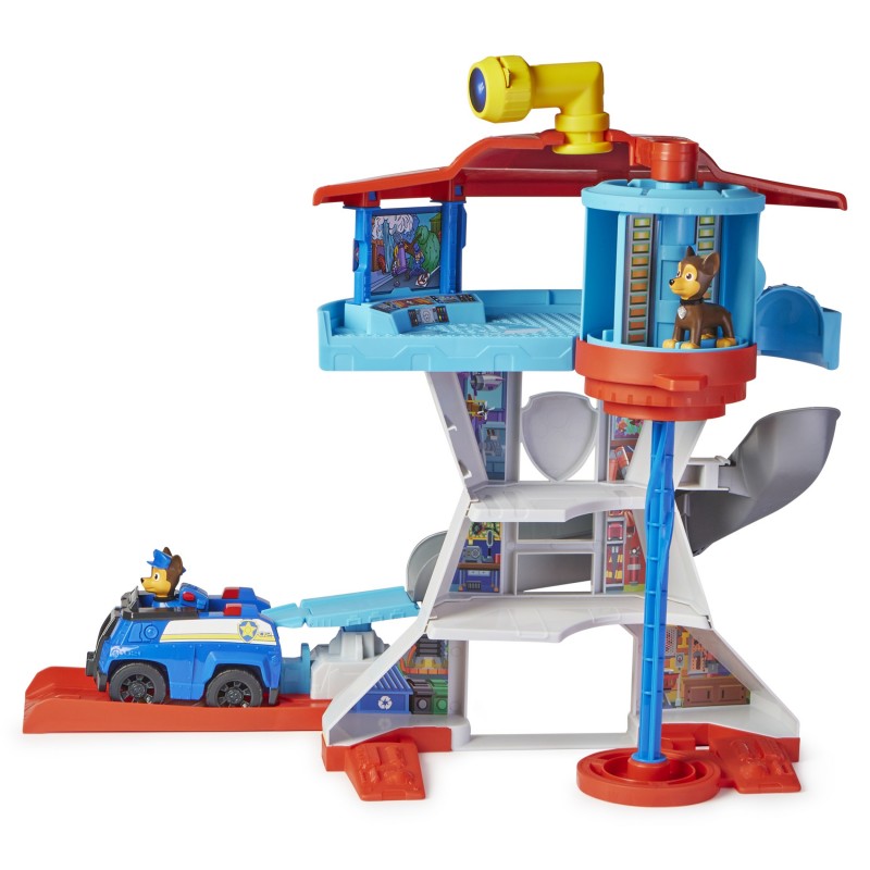 PAW Patrol . 10. Jubiläum, Lookout Tower, Hauptquartier Spielset mit 1 Chase Basis Fahrzeug, 2 Chase Figuren und Zubehör,