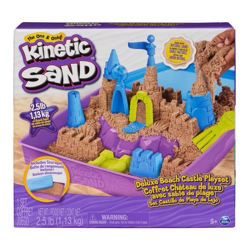 Kinetic Sand , Deluxe Beach Castle Playset with 2.5lbs of Beach Sand, includes Molds and Tools, Sensory Toys for Kids Ages 5+