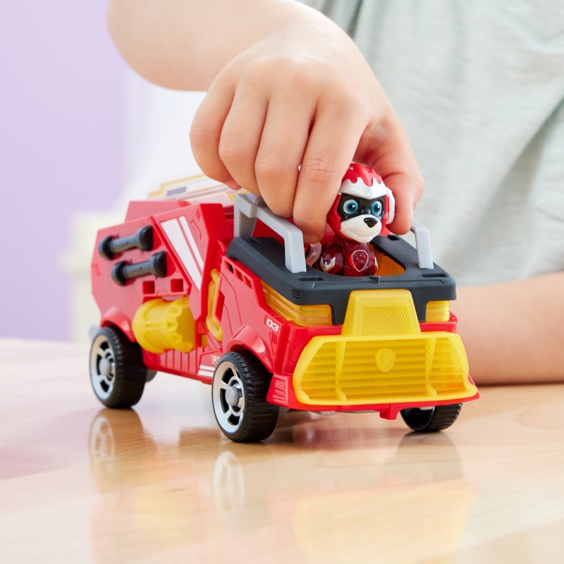 PAW Patrol The Mighty Movie, Firetruck Toy with Marshall Mighty Pups Action Figure, Lights and Sounds, Kids Toys for Boys &