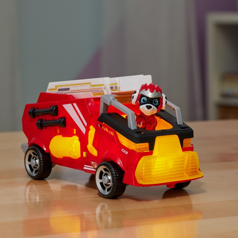 PAW Patrol The Mighty Movie, Firetruck Toy with Marshall Mighty Pups Action Figure, Lights and Sounds, Kids Toys for Boys &