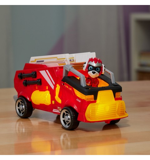 PAW Patrol La patrulla canina la Superpelícula, camión de bomberos de juguete con figura de acción de Marshall de los Mighty