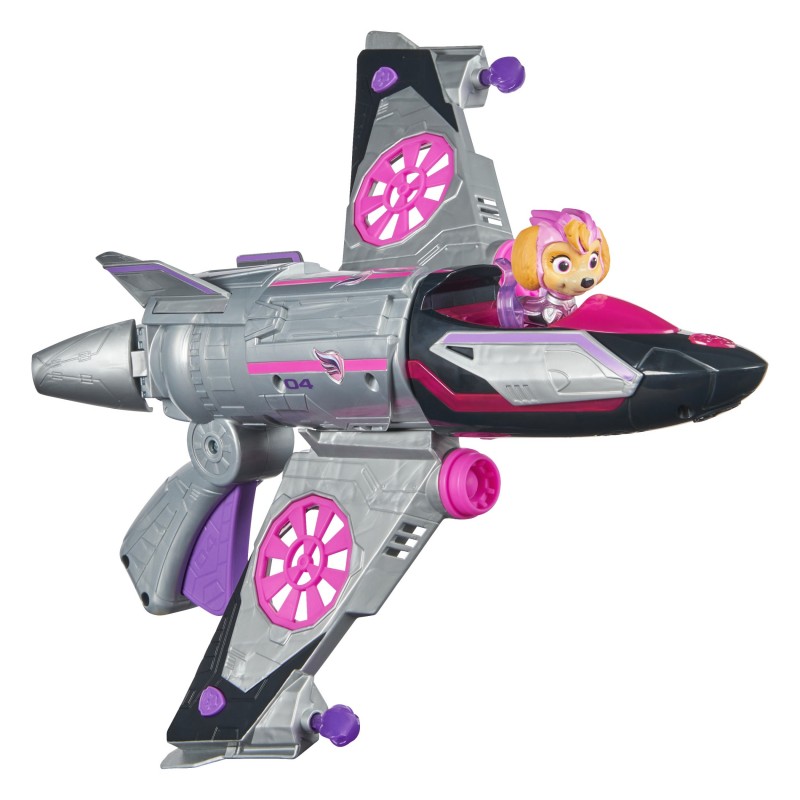 PAW Patrol The Mighty Movie, Transforming Rescue Jet with Skye Mighty Pups Action Figure, Lights and Sounds, Kids Toys for