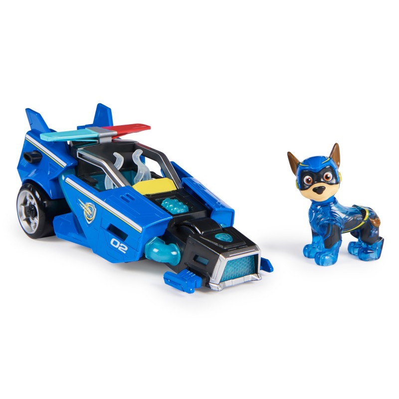 PAW Patrol PAT PATROUILLE LA SUPER PATROUILLE LE FILM - Véhicule + Figurine Chase La Pat Patrouille The Mighty Movie - Voiture