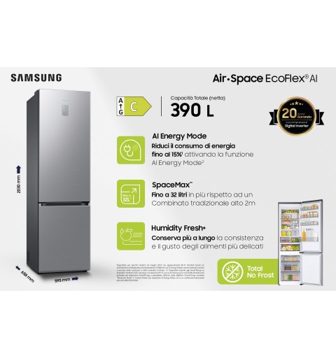 Samsung RB38C776CS9 EF réfrigérateur-congélateur Pose libre C Acier inoxydable