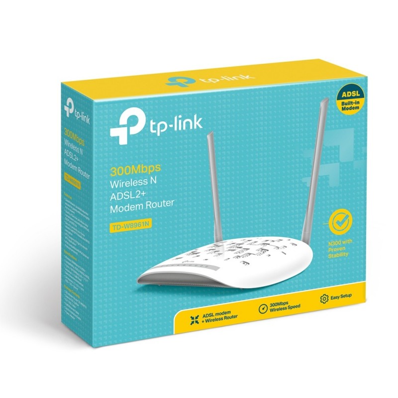 TP-Link TD-W8961N router inalámbrico Ethernet rápido Banda única (2,4 GHz) Gris, Blanco