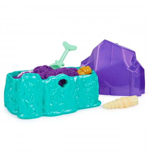 Kinetic Sand , Coffret cristal et sirène, 481 g de sable à modeler, sable scintillant doré, rangement et outils, jouets