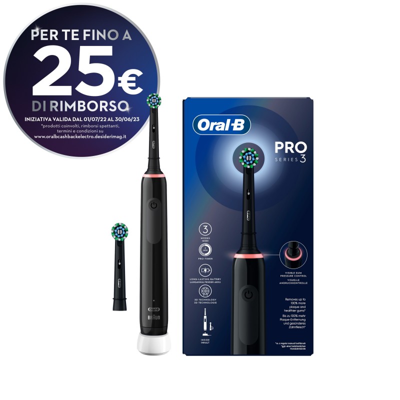 Oral-B Pro 3 3000 Adulte Brosse à dents rotative oscillante Noir