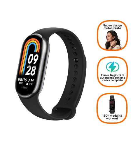 Xiaomi Smart Band 8 AMOLED Clip-on Armband-Aktivitäts-Tracker 4,11 cm (1.62") Schwarz, Graphit