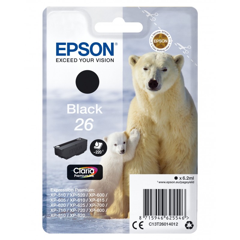 Epson Polar bear Singlepack Black 26 Claria Premium Ink