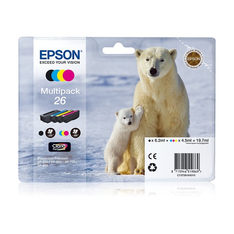 Epson Polar bear Multipack 4 Farben 26 Claria Premium Ink