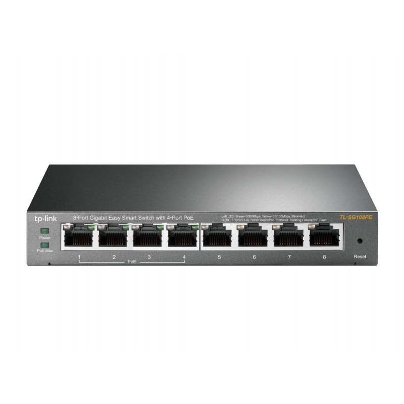 TP-Link TL-SG108PE Managed L2 Gigabit Ethernet (10 100 1000) Power over Ethernet (PoE) Schwarz