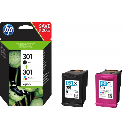 HP 301 2-pack Black Tri-color Original Ink Cartridges