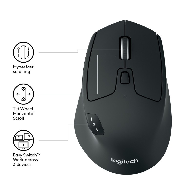 Logitech M720 Maus rechts RF Wireless + Bluetooth Optisch 1000 DPI