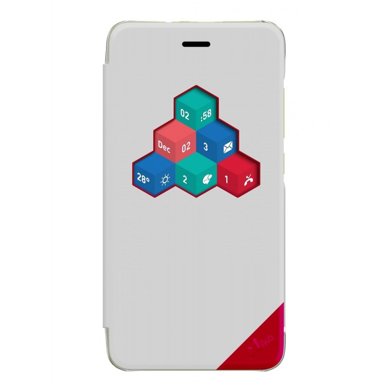 Wiko WKPRFIWH3901 coque de protection pour téléphones portables 12,7 cm (5") Folio Rouge, Blanc