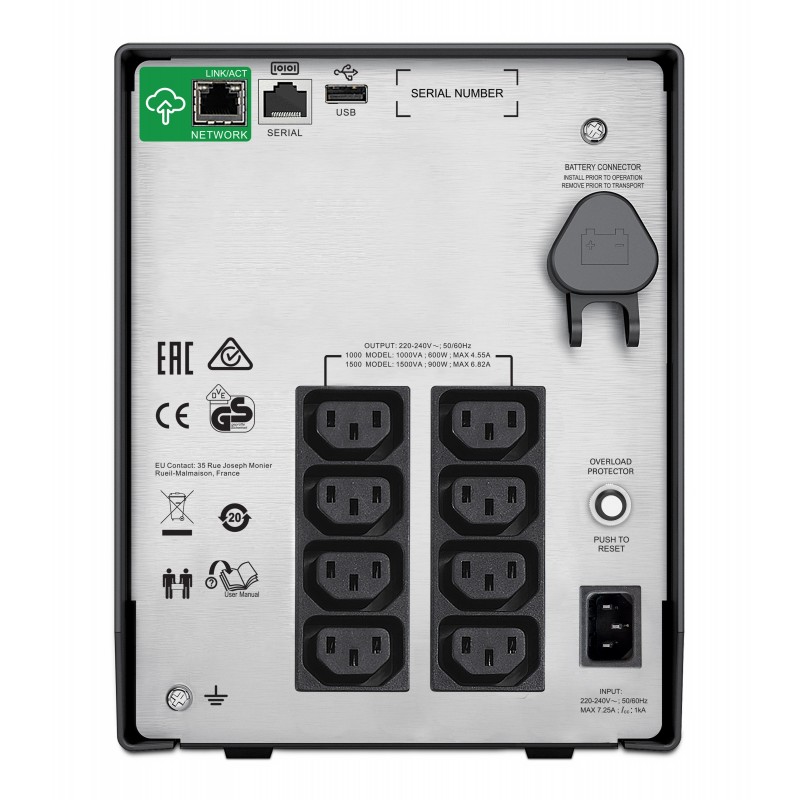 APC SMC1500IC Unterbrechungsfreie Stromversorgung (USV) Line-Interaktiv 1,5 kVA 900 W 8 AC-Ausgänge