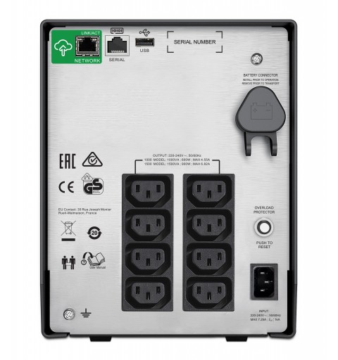 APC SMC1500IC alimentation d'énergie non interruptible Interactivité de ligne 1,5 kVA 900 W 8 sortie(s) CA